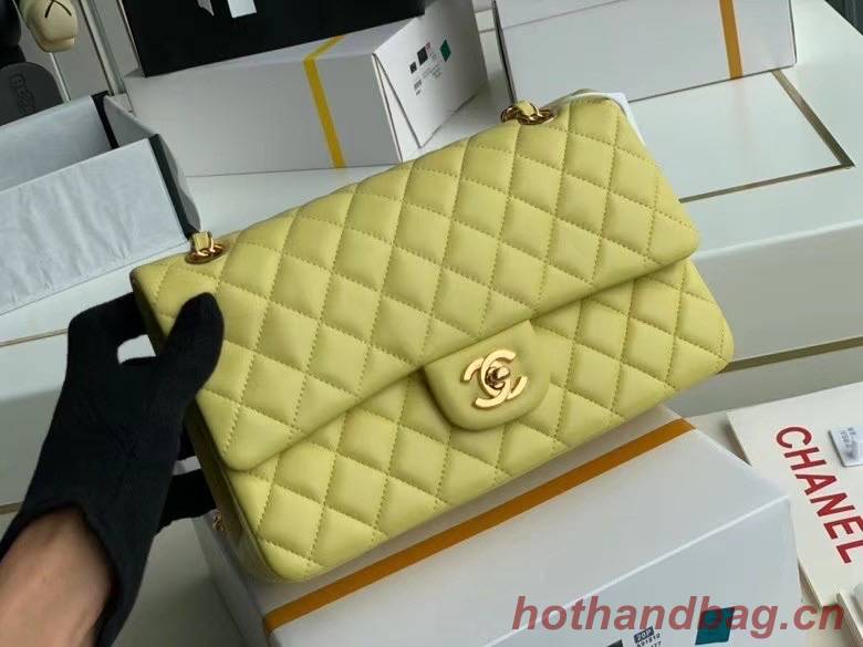 chanel classic handbag Lambskin & gold Metal A01112 lemon