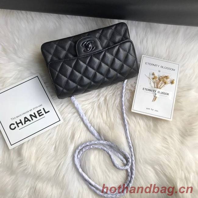 Chanel mini flap bag Grained Calfskin &black-Tone Metal A1116 black 