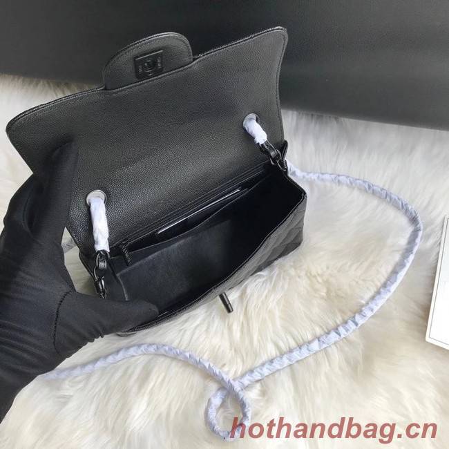 Chanel mini flap bag Grained Calfskin &black-Tone Metal A1116 black 