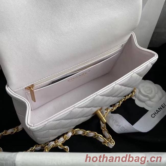 Chanel mini flap bag with top handle AS2431 White