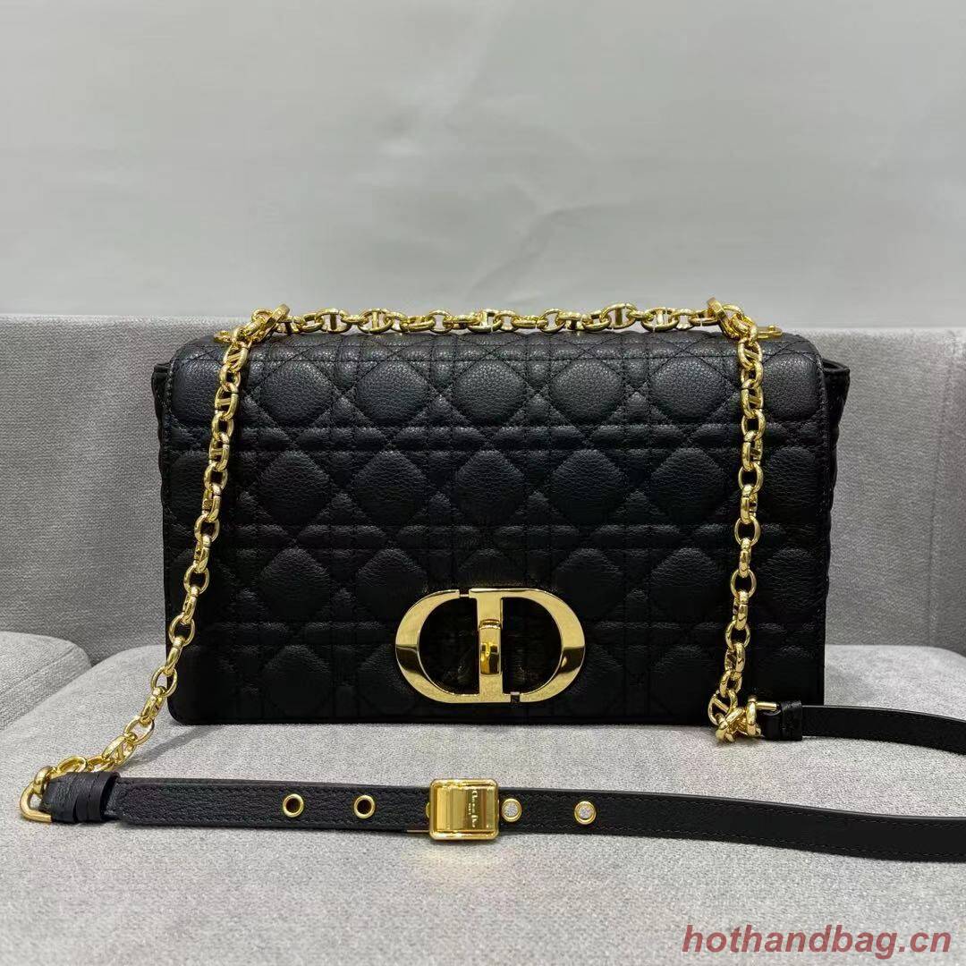 LARGE DIOR CARO BAG Black Soft Cannage Calfskin M9243U