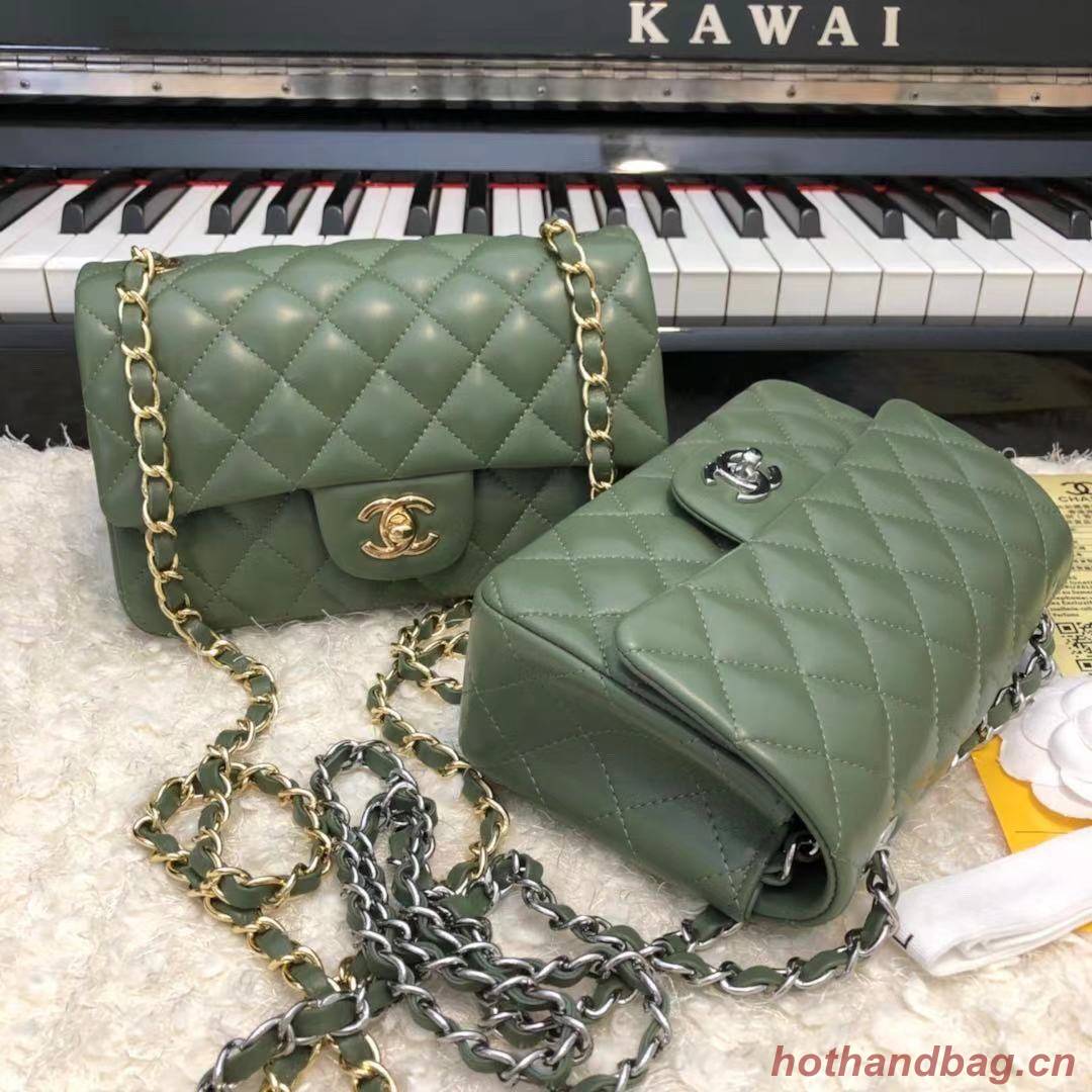 CHANEL Classic Handbag Lambskin  A1116 green