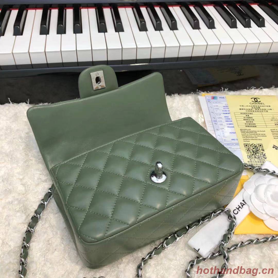 CHANEL Classic Handbag Lambskin  A1116 green