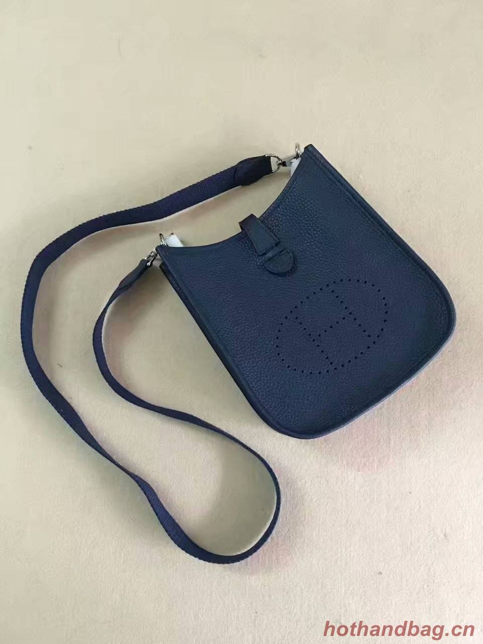 Hermes Evelyne original togo leather mini Shoulder Bag H15698 dark blue