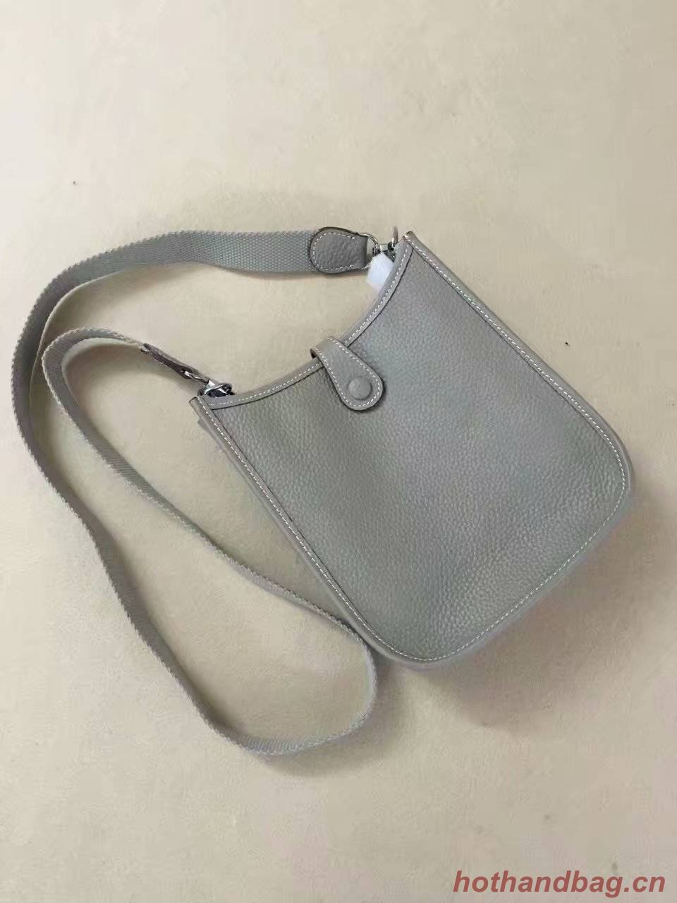 Hermes Evelyne original togo leather mini Shoulder Bag H15698 light grey