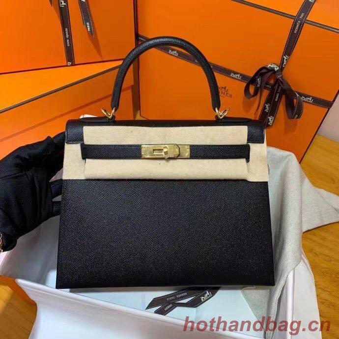 Hermes Kelly 28cm Shoulder Bags Epsom Leather KL28 Black