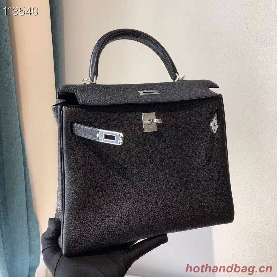 Hermes Kelly 28cm Shoulder Bags Togo Leather KL28 Black