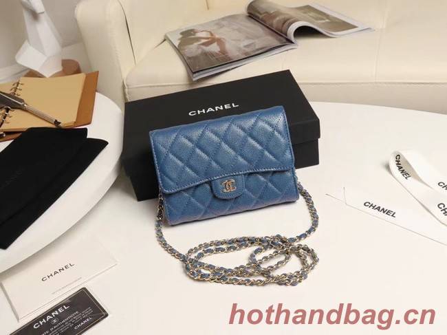 Chanel mini flap bag Grained Calfskin A84512 blue