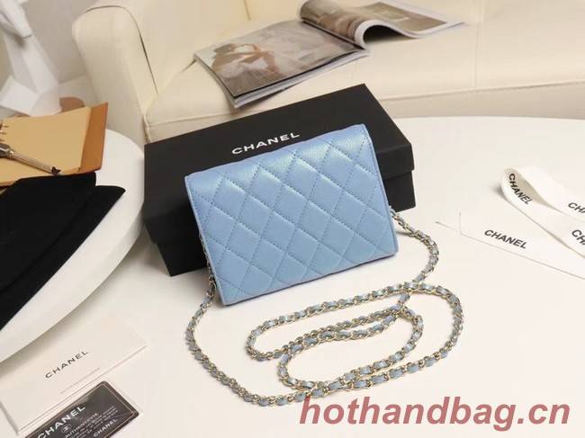 Chanel mini flap bag Grained Calfskin A84512 sky blue