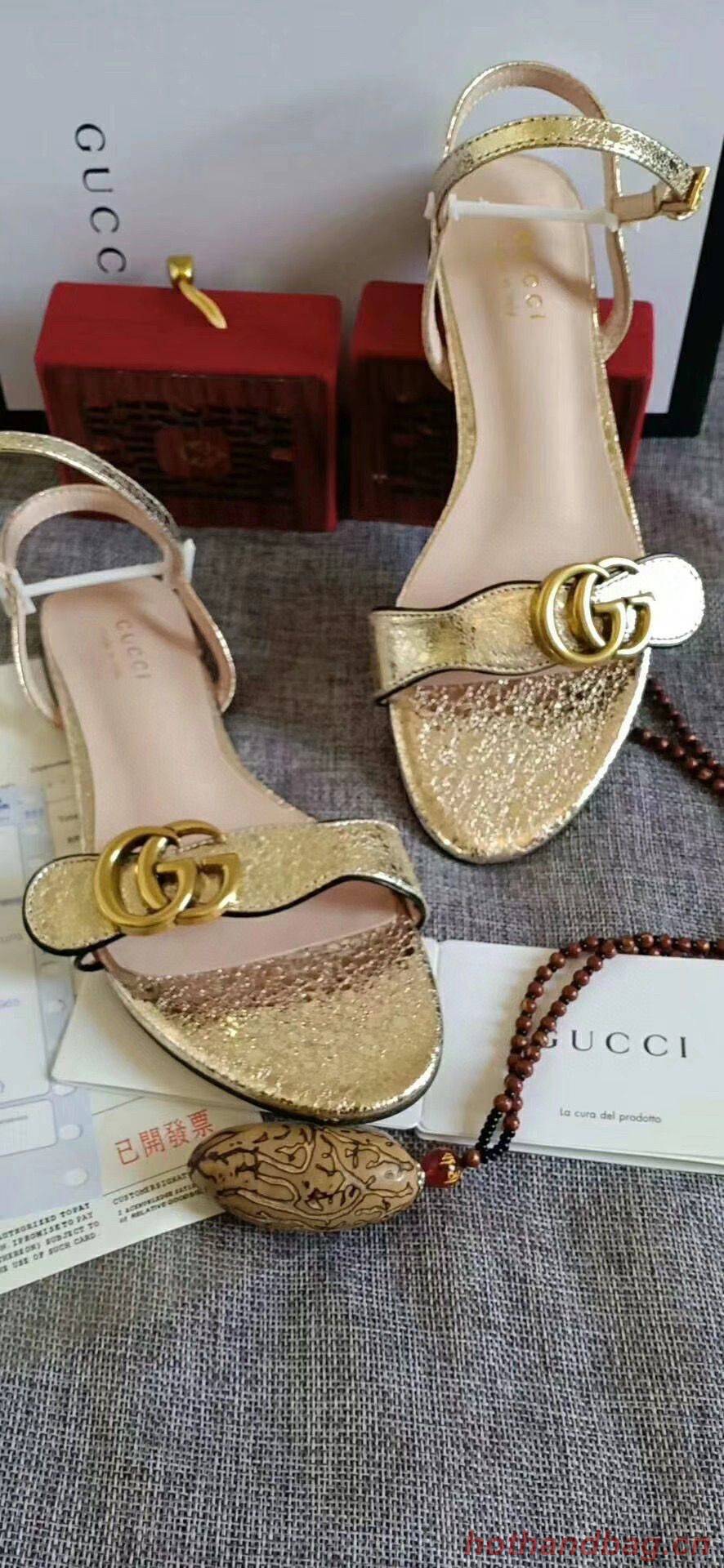 Gucci Sandals Shoes 1CM 7CM 10CM Heels GG6326 Gold