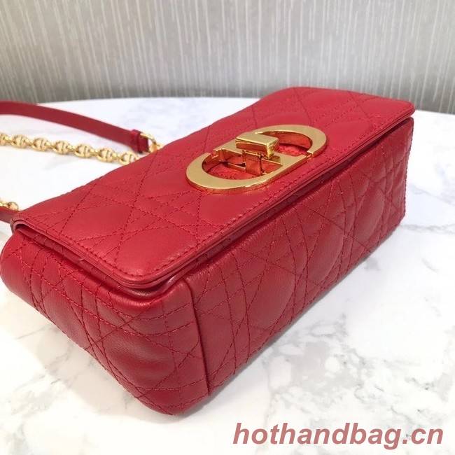 Dior SMALL DIOR CARO BAG Soft Cannage Calfskin M9241 red