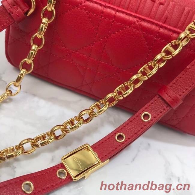 Dior SMALL DIOR CARO BAG Soft Cannage Calfskin M9241 red