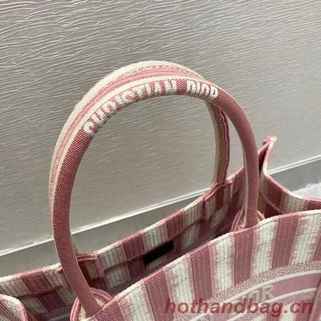 DIOR BOOK TOTE Pink D-Stripes Embroidery M1287