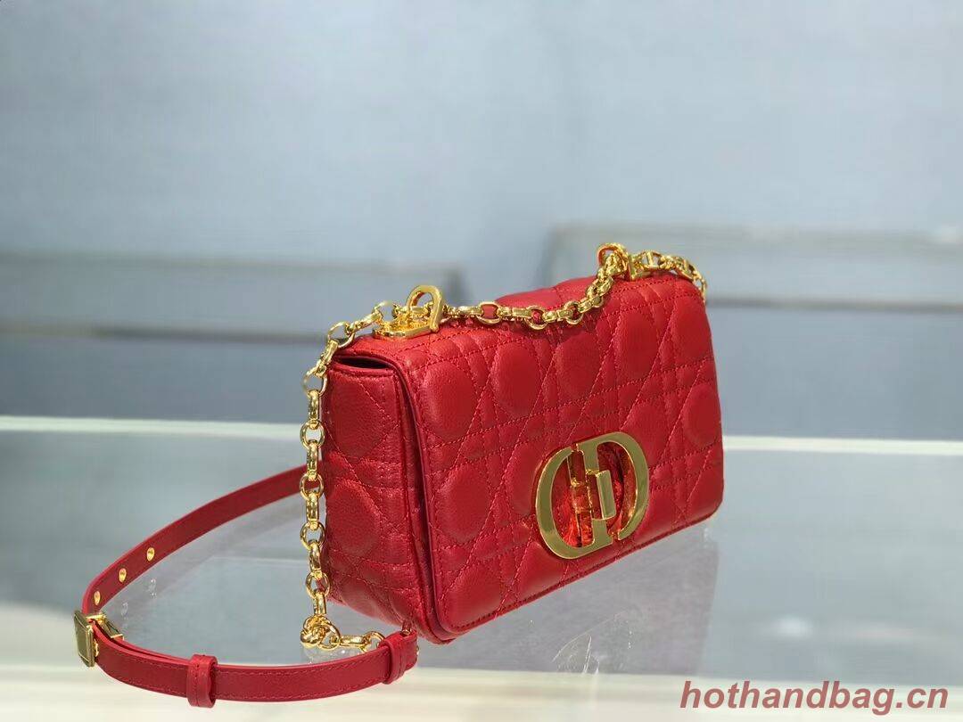 Dior SMALL DIOR CARO BAG Soft Cannage Calfskin M9241 red