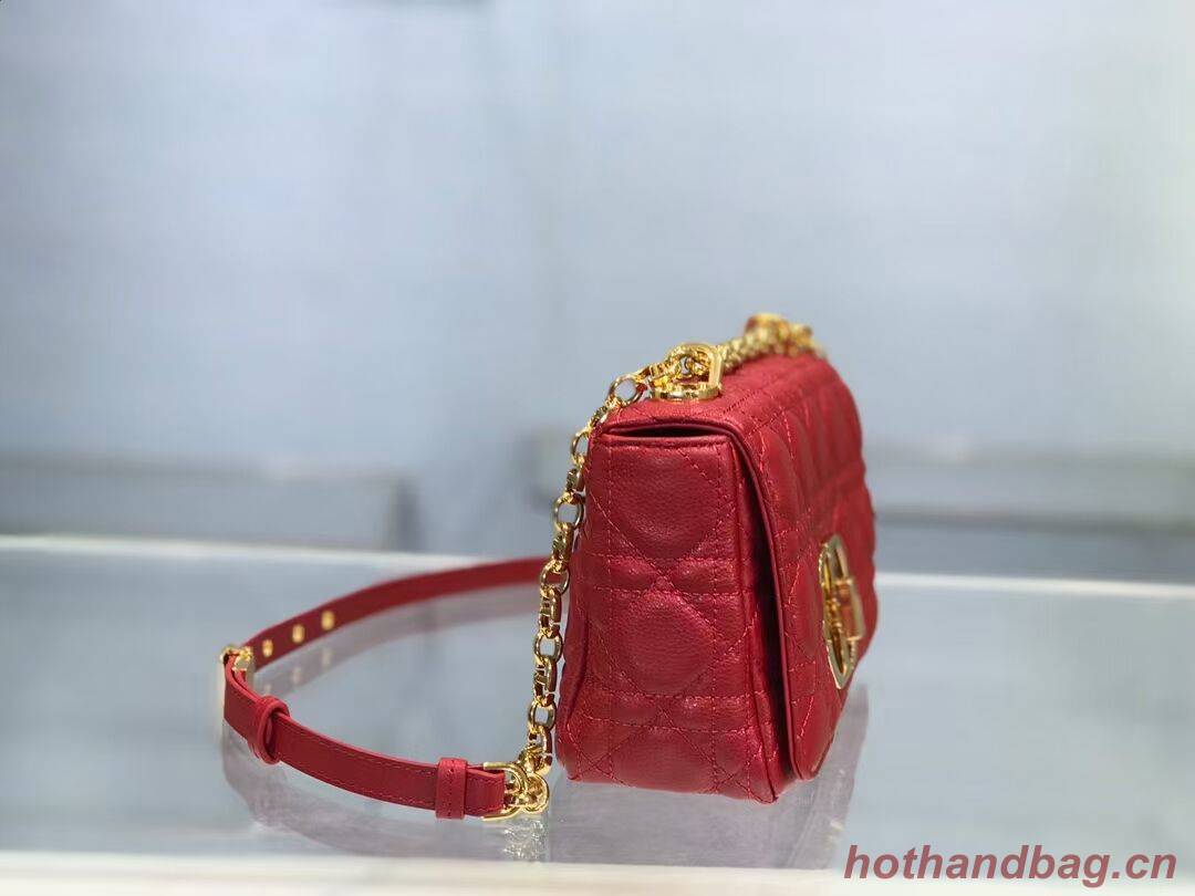 Dior SMALL DIOR CARO BAG Soft Cannage Calfskin M9241 red