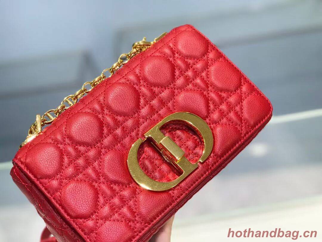 Dior SMALL DIOR CARO BAG Soft Cannage Calfskin M9241 red