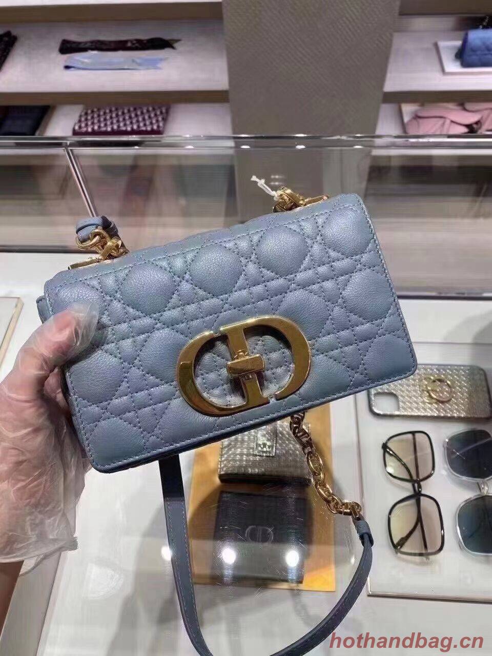 Dior SMALL DIOR CARO BAG Soft Cannage Calfskin M9241 skyblue