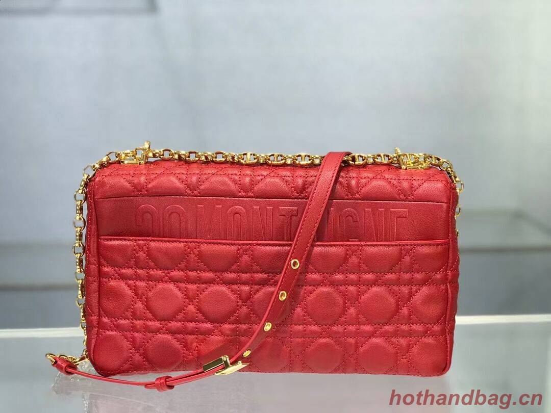 LARGE DIOR CARO BAG Soft Cannage Calfskin M9243U Red