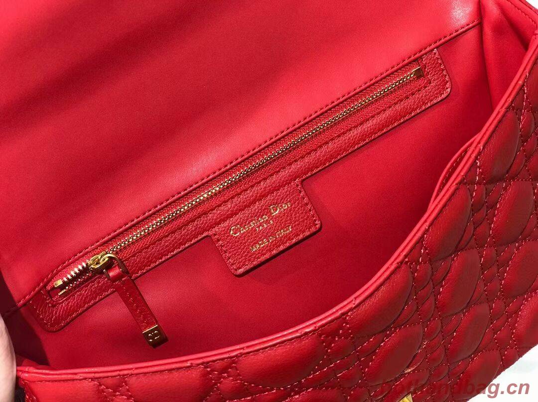 LARGE DIOR CARO BAG Soft Cannage Calfskin M9243U Red