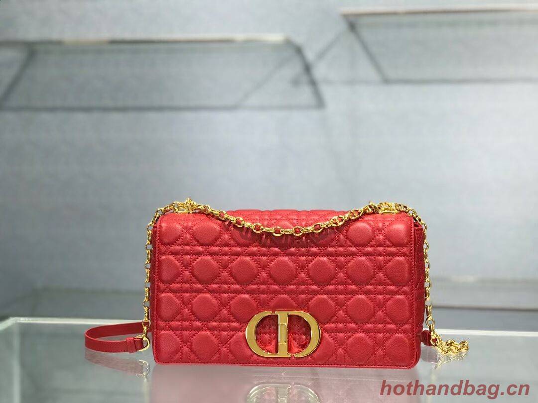 LARGE DIOR CARO BAG Soft Cannage Calfskin M9243U Red