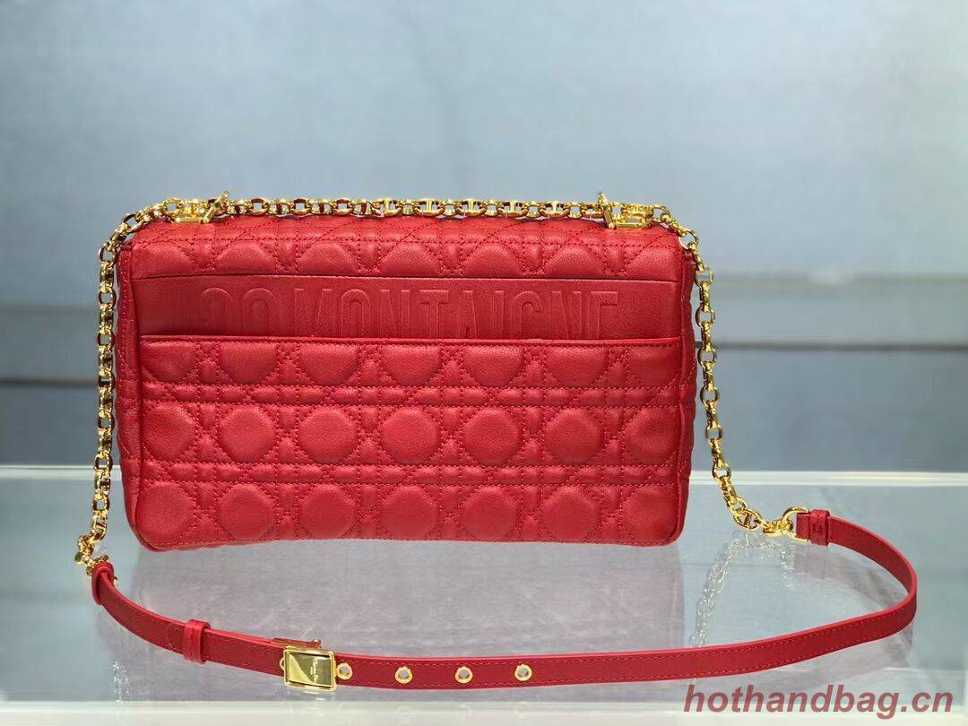 LARGE DIOR CARO BAG Soft Cannage Calfskin M9243U Red