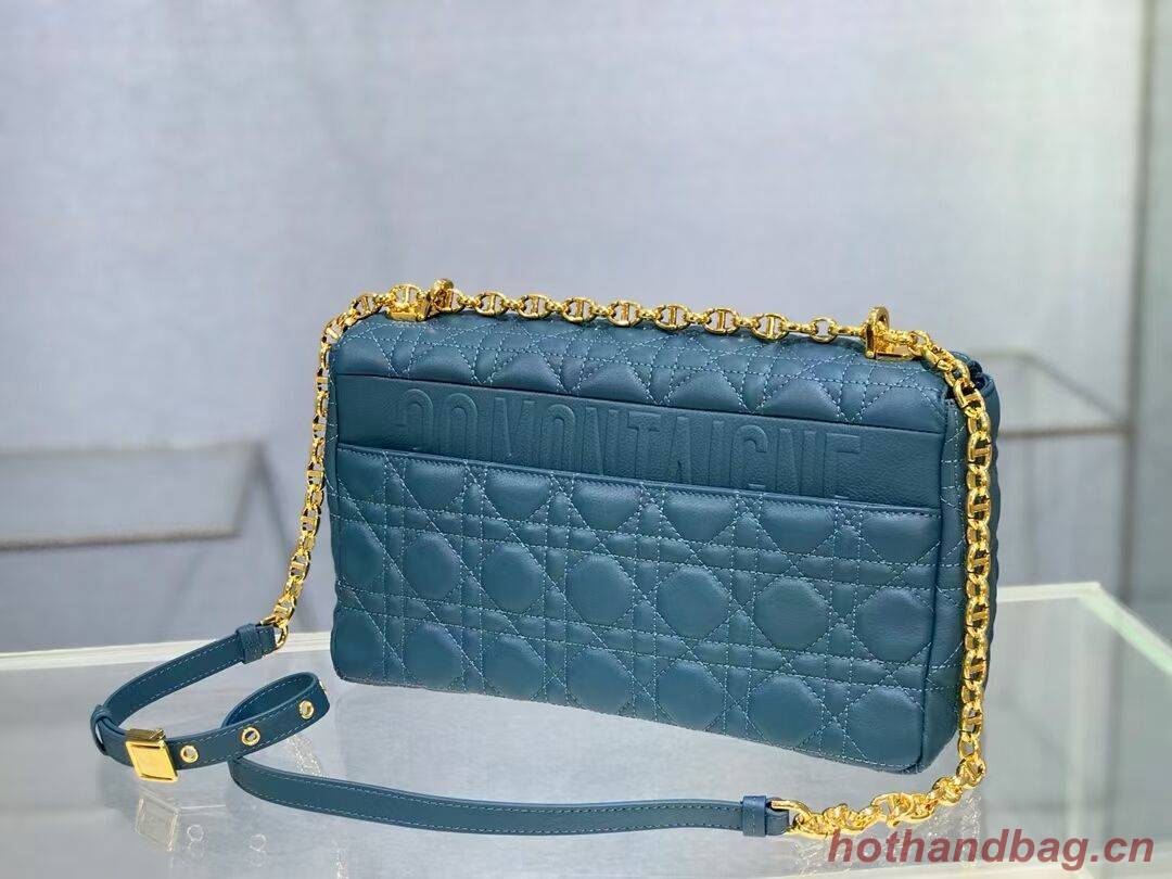 LARGE DIOR CARO BAG Soft Cannage Calfskin M9243U blue