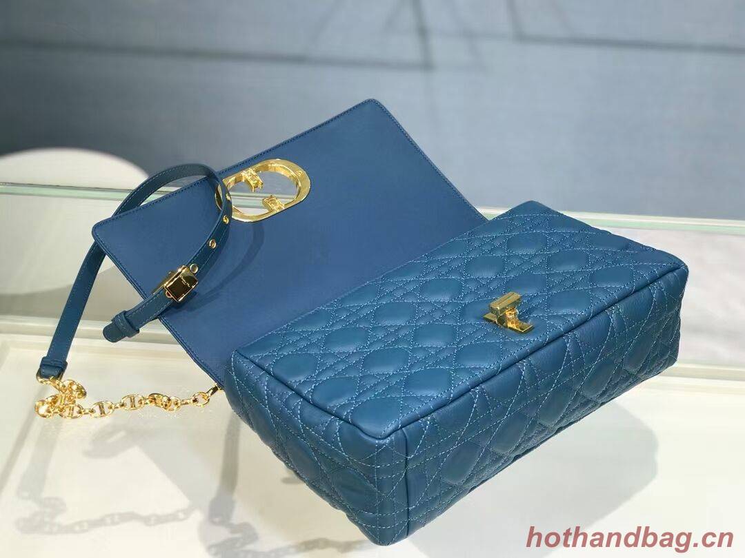 LARGE DIOR CARO BAG Soft Cannage Calfskin M9243U blue