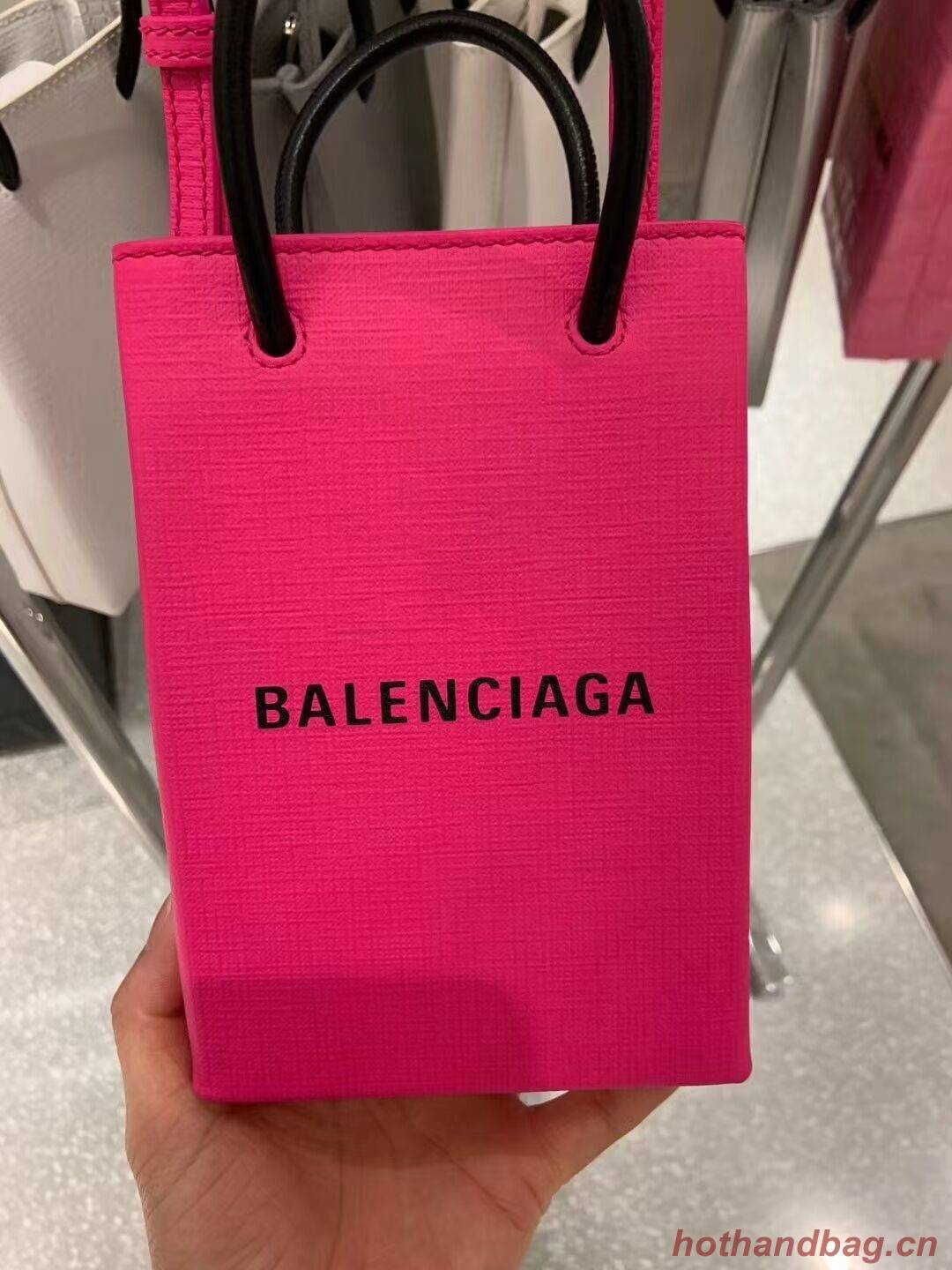 Balenciaga Original Leather Mini Shopper Bag B152865 pink&black