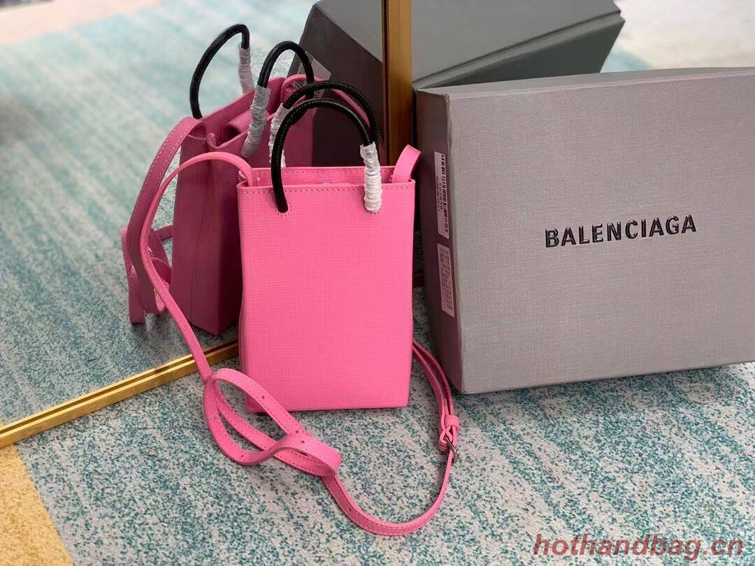 Balenciaga Original Leather Mini Shopper Bag B152865 pink&black