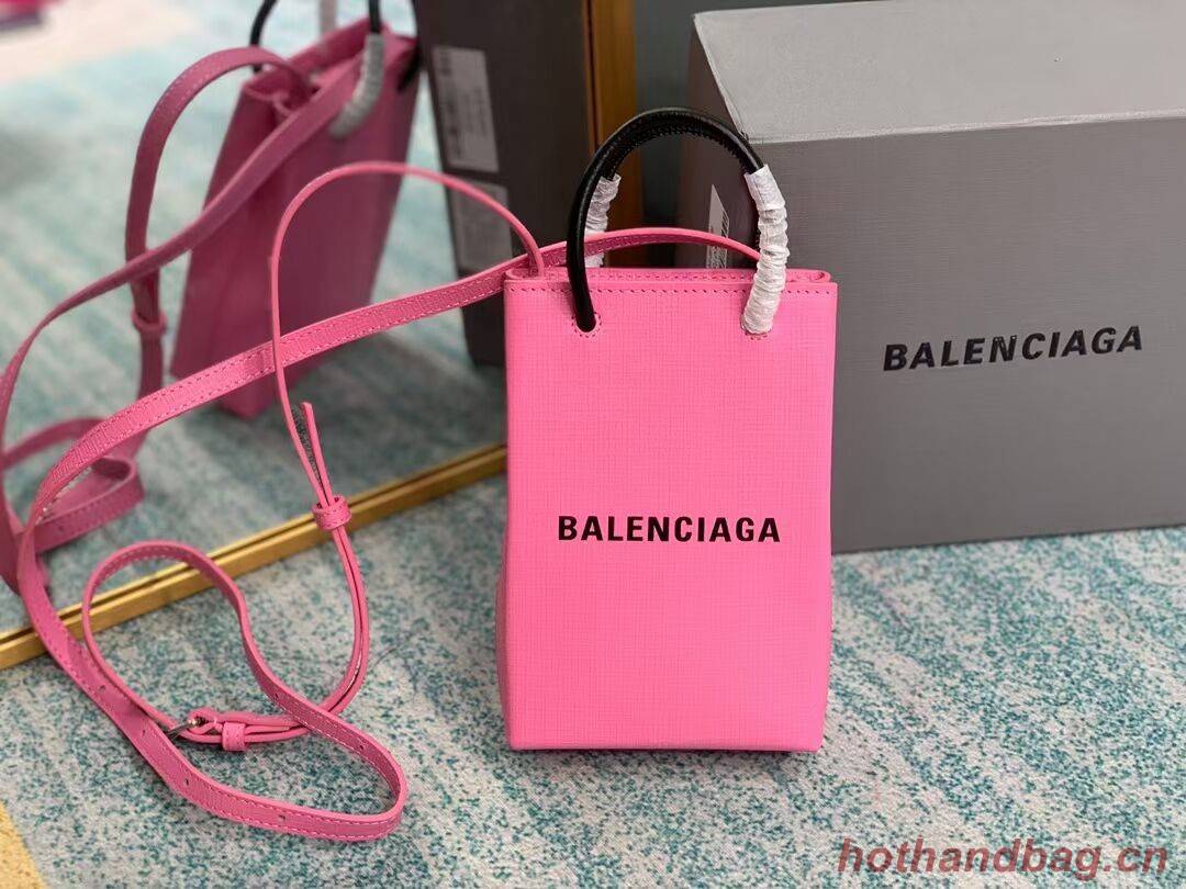 Balenciaga Original Leather Mini Shopper Bag B152865 pink&black