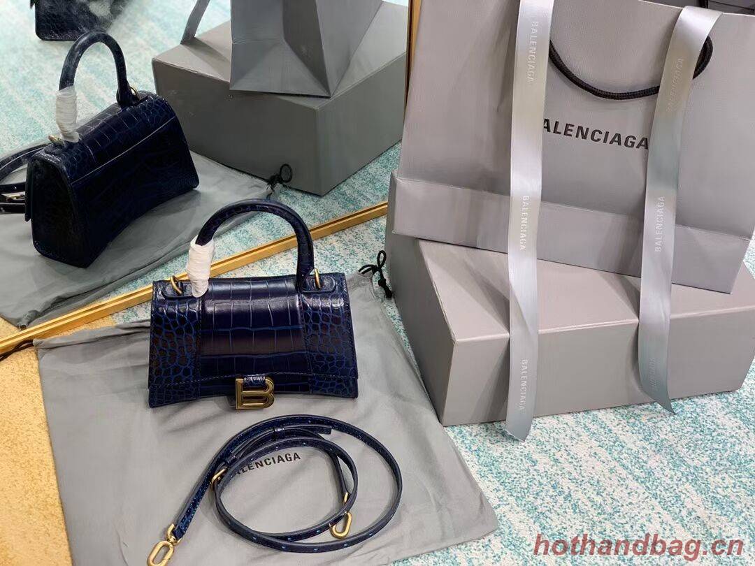 Balenciaga Hourglass XS Top Handle Bag 28331S dark blue