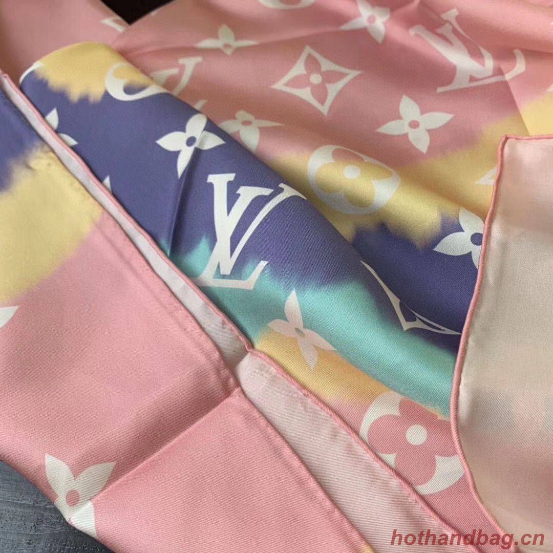 Louis Vuitton ESCALE MONOGRAM SQUARE Silk Scarf M76780 Pink