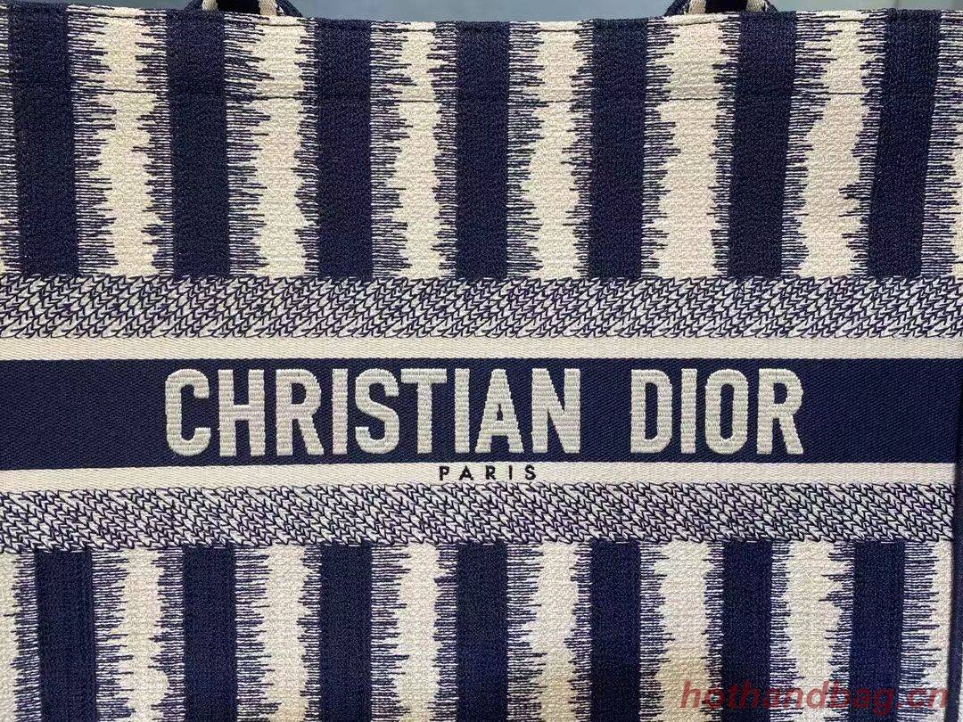 DIOR BOOK TOTE Blue D-Stripes Embroidery M1287Z