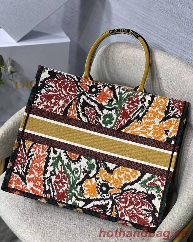 DIOR BOOK TOTE Yellow Multicolor Dior Paisley Embroidery M1286Z 