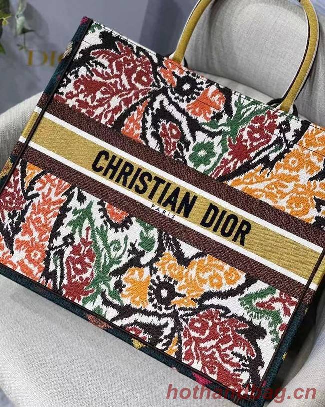 DIOR BOOK TOTE Yellow Multicolor Dior Paisley Embroidery M1286Z 