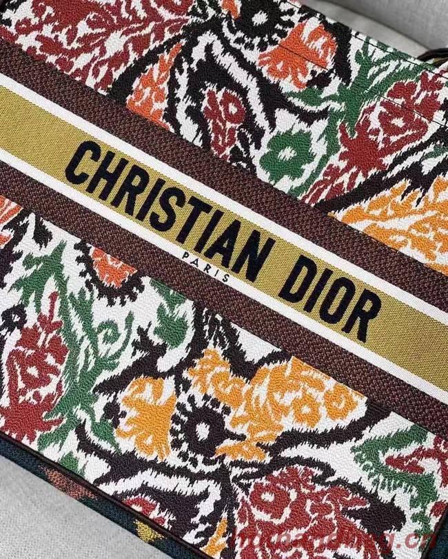 DIOR BOOK TOTE Yellow Multicolor Dior Paisley Embroidery M1286Z 