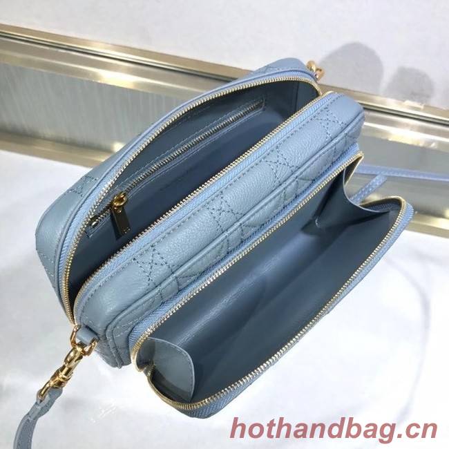 DIOR CARO DOUBLE POUCH Supple Cannage Calfskin S5037U light blue