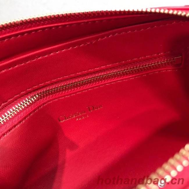 DIOR CARO DOUBLE POUCH Supple Cannage Calfskin S5037U red