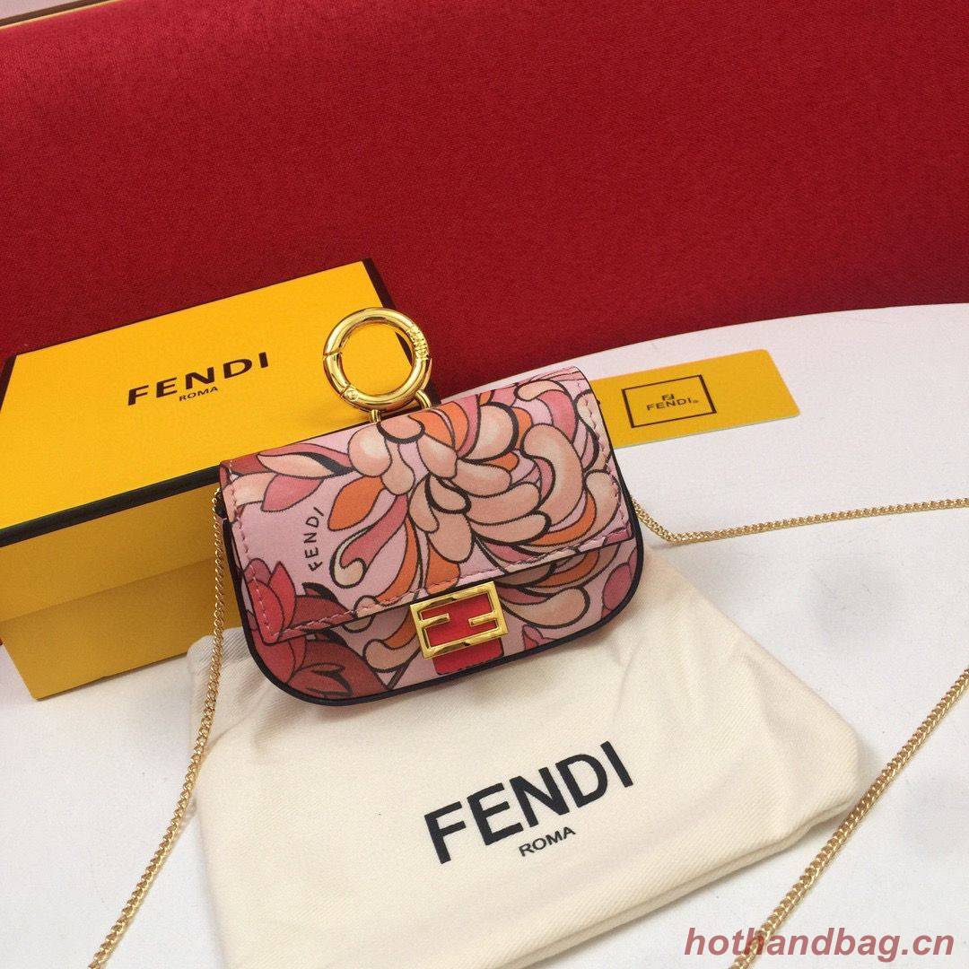 FENDI NANO BAGUETTE CHARM Nappa Original Leather Bag 7AR844 Flower