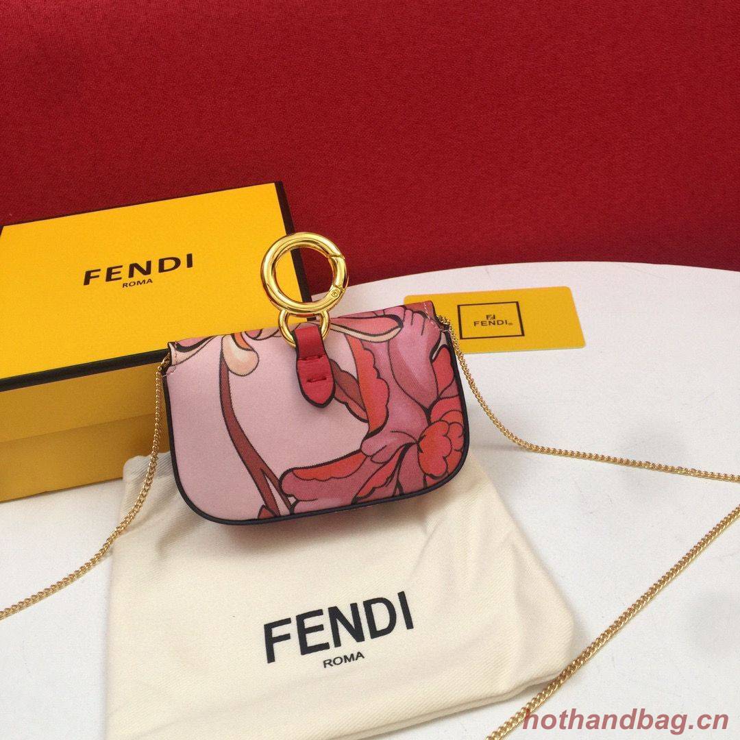 FENDI NANO BAGUETTE CHARM Nappa Original Leather Bag 7AR844 Flower