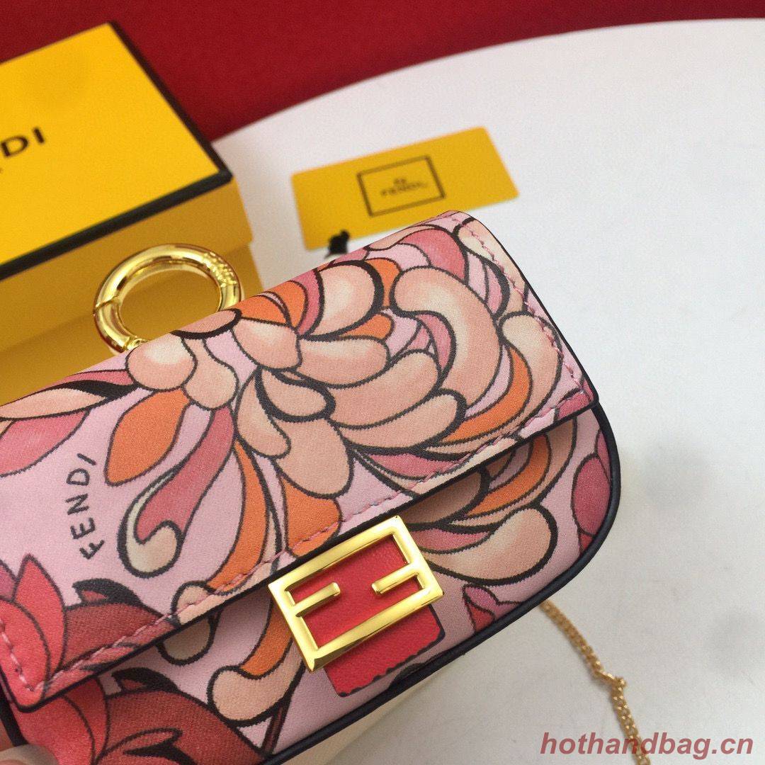 FENDI NANO BAGUETTE CHARM Nappa Original Leather Bag 7AR844 Flower