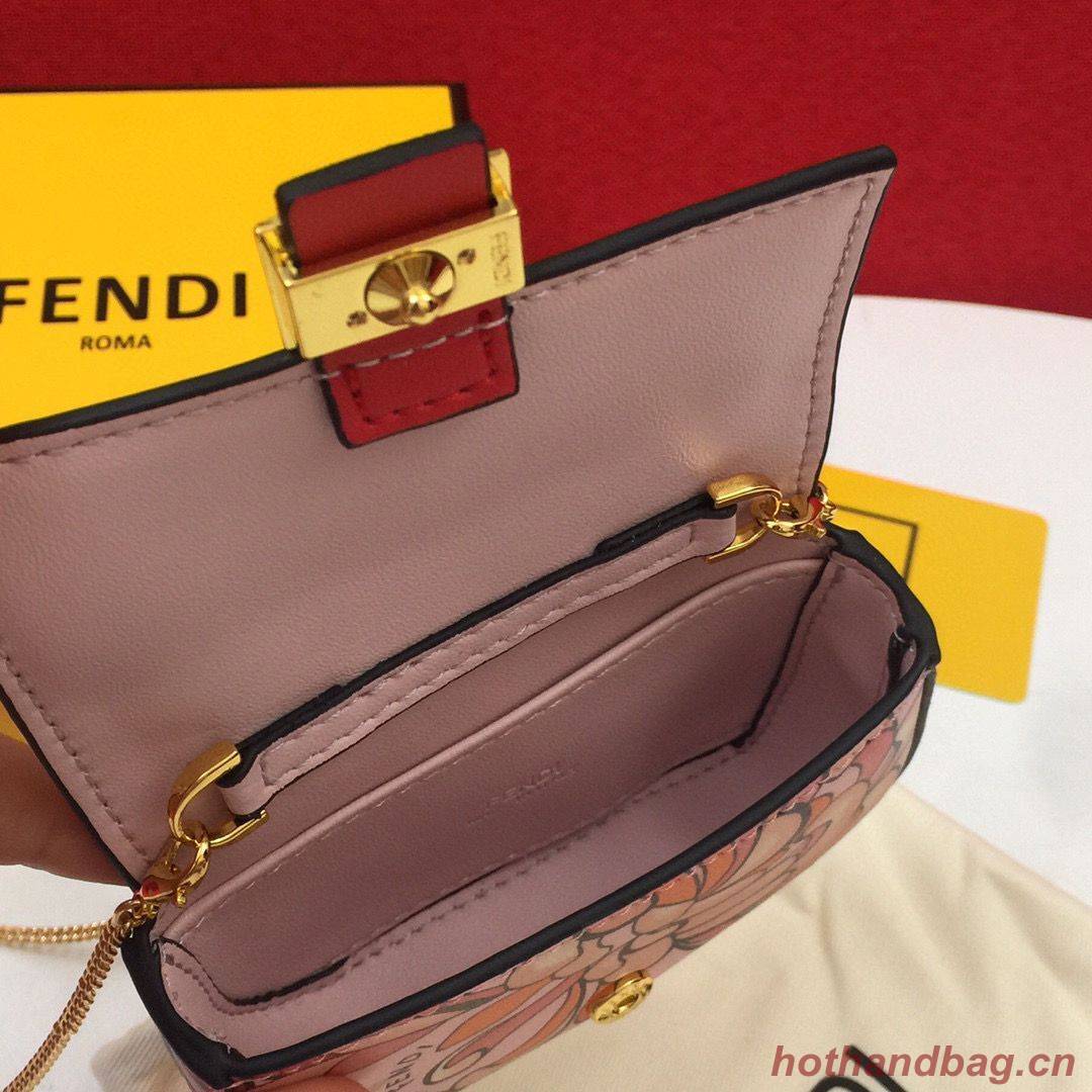 FENDI NANO BAGUETTE CHARM Nappa Original Leather Bag 7AR844 Flower