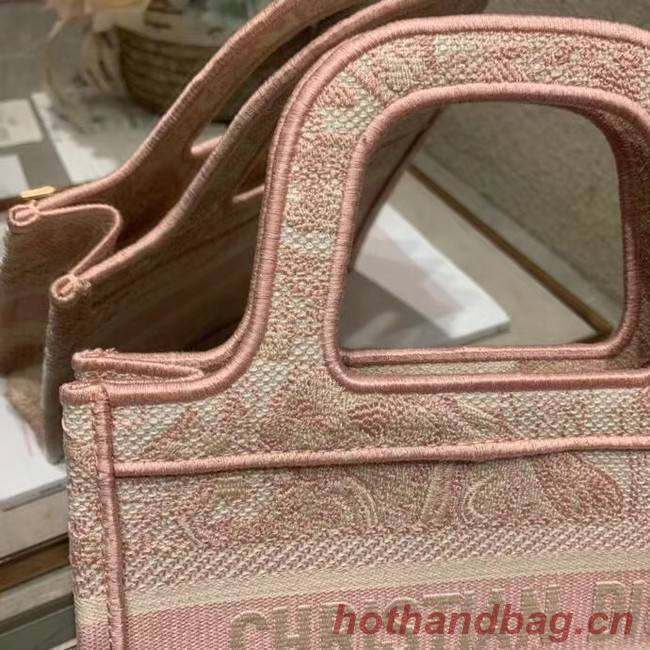 MINI DIOR BOOK TOTE Embroidery S5475Z pink