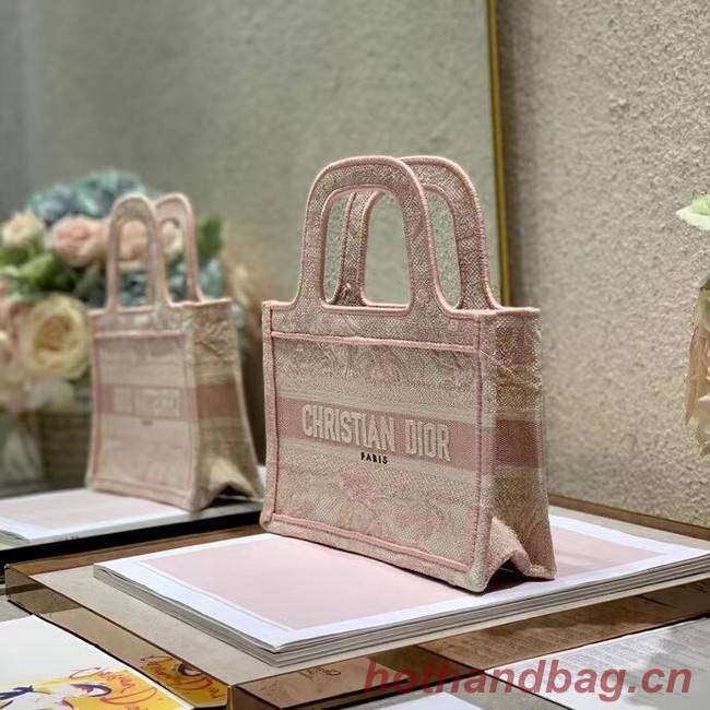 MINI DIOR BOOK TOTE Embroidery S5475Z pink