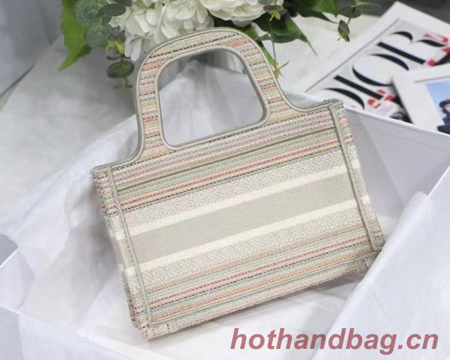 MINI DIOR BOOK TOTE Multicolor Stripes Embroidery S5475Z