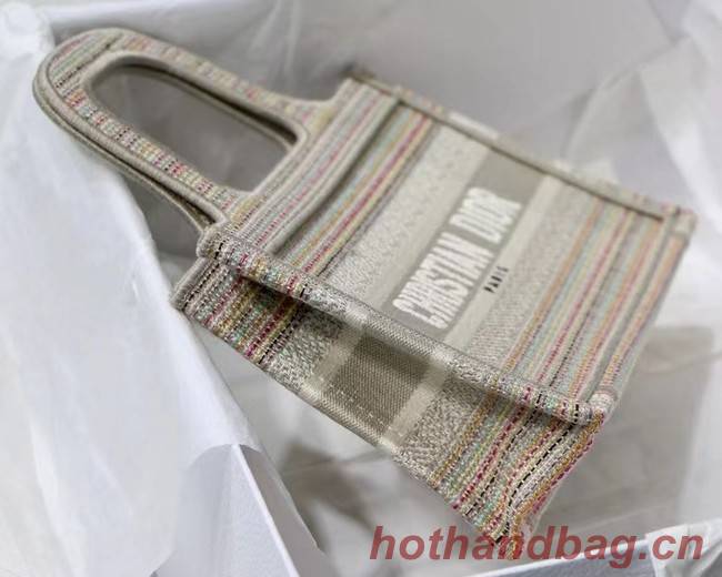 MINI DIOR BOOK TOTE Multicolor Stripes Embroidery S5475Z