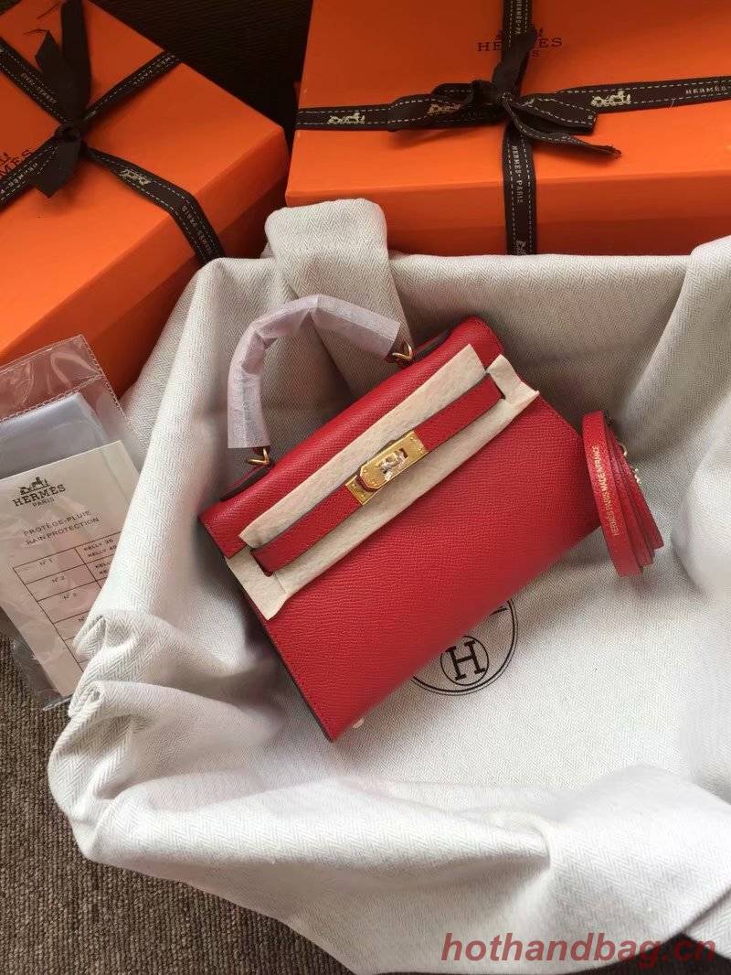 Hermes Kelly 19cm Shoulder Bags Epsom Leather KL19 Red