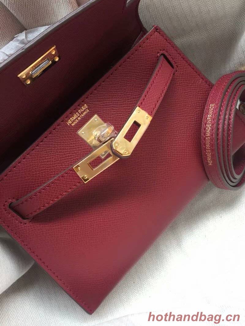 Hermes Kelly 19cm Shoulder Bags Epsom Leather KL19 fuchsia 