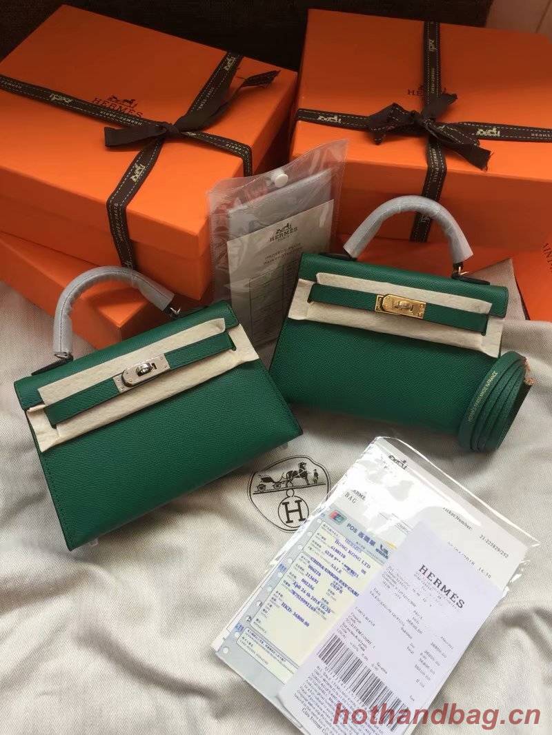 Hermes Kelly 19cm Shoulder Bags Epsom Leather KL19 green