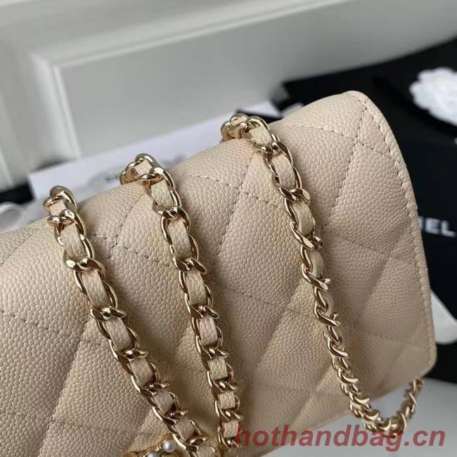 CHANEL mini wallet on chain AP2136 Apricot